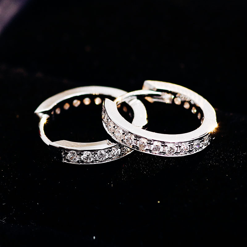 Latest Design14K Solid Gold Lab Grown Diamond Round Shape 0.4CT Huggie Hoop Cuff Earrings for Women