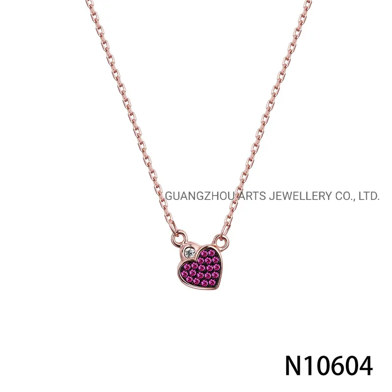 Red Corundum Silver Heart Pendant Necklace