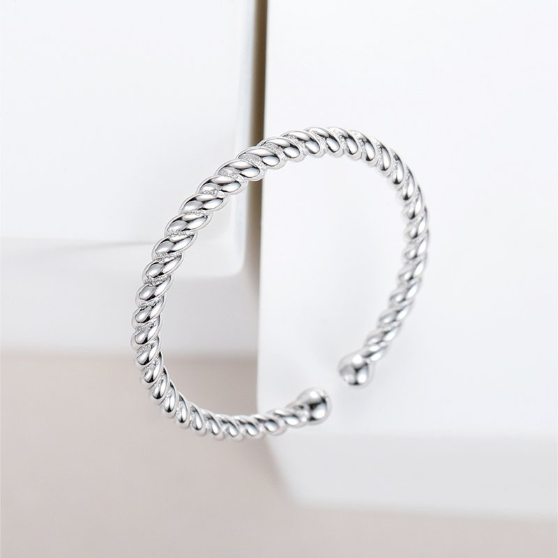 Factory Twisted Adjustable Ring Rhodium Plated Original Solid Band Silver Ring Fine Jewelry