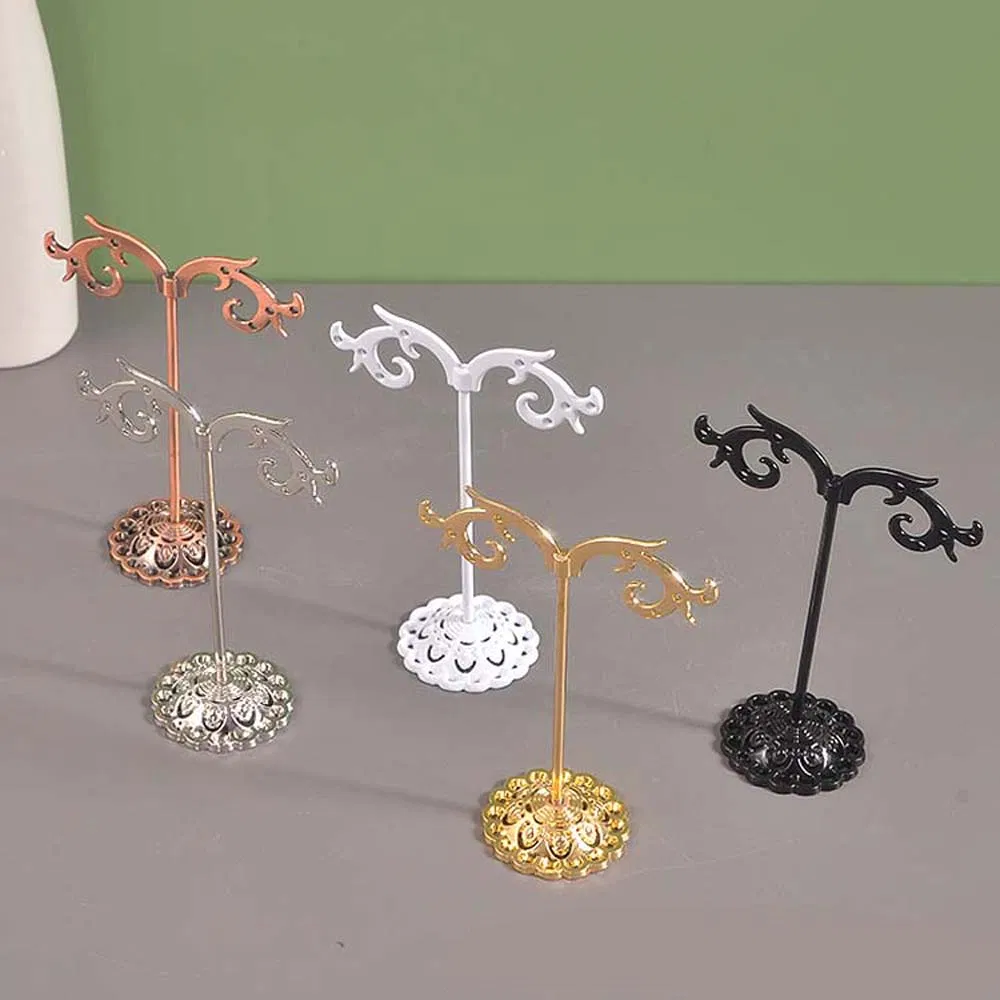 Unique Design Art Necklaces/Earring/Rings Show Holder with Round Base&Hooks Made of Metal for Store Luxurious Jewelry Display/Storage Such as Earring/Keychain
