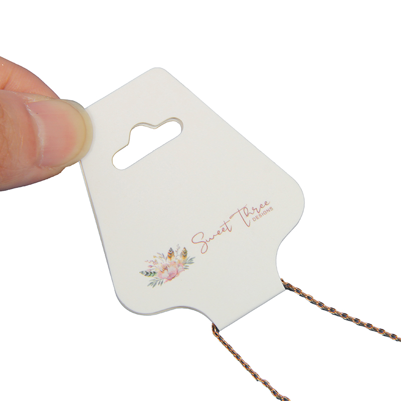 White Jewelry Display Cards Art Paper Necklace Card for Necklaces with Logo