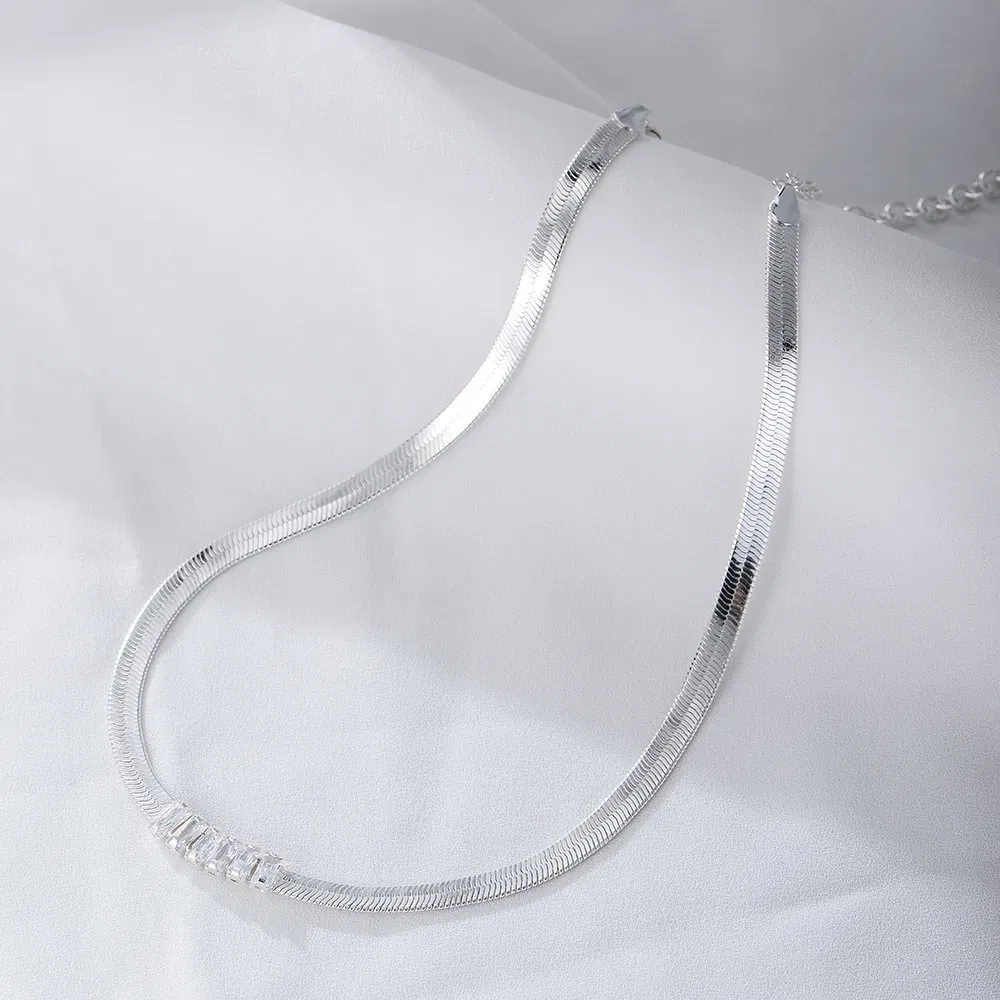 Miami Cuban Chain Link Herringbone Snake Chain 18K Gold Plated CZ Choker Necklace Jewelry for Women Men