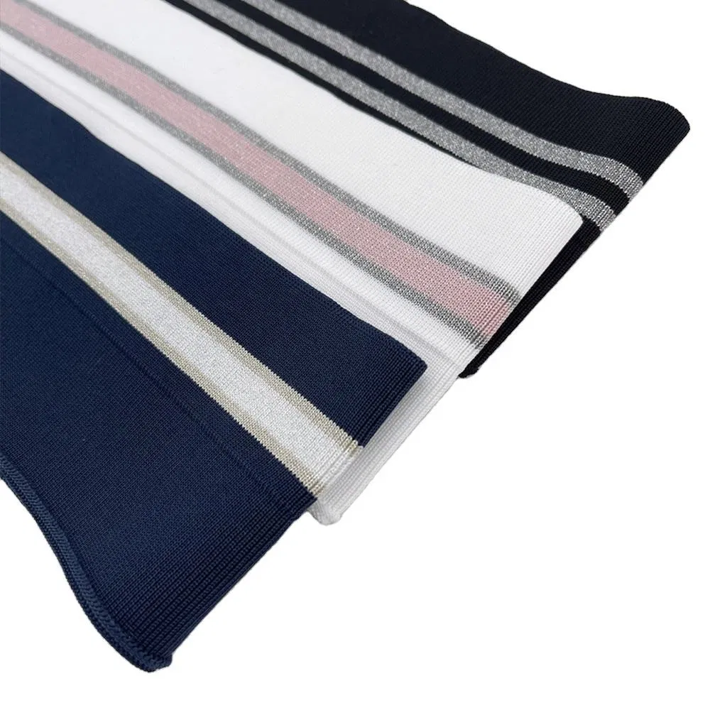 Stripe Knit Ribbed Cuffs and Polo Collars Fashion Stretch Ribbed Knit Cuffs