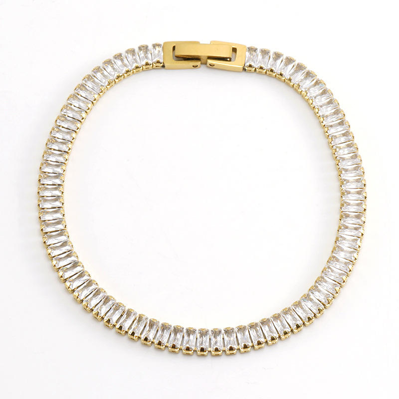 Fashion Emerald Tennis Bracelets Ins 5mm High Grade Full Colour Zircon 18K Gold Stainless Steeltennis Bracelet Forwomen