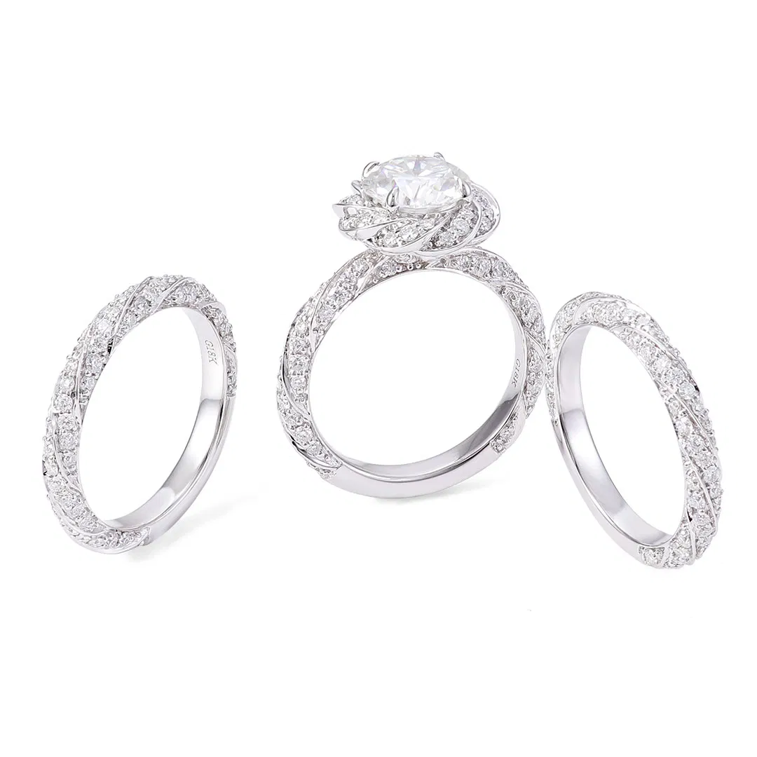 18K Solid Gold D Vvs Green Moissanite for Woman Fine Jewelry Rings