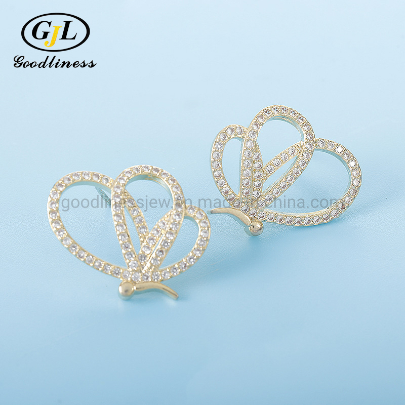 Dainty Gold Filled Cubic Zirconia Ear Cuff Butterfly Stud Earrings