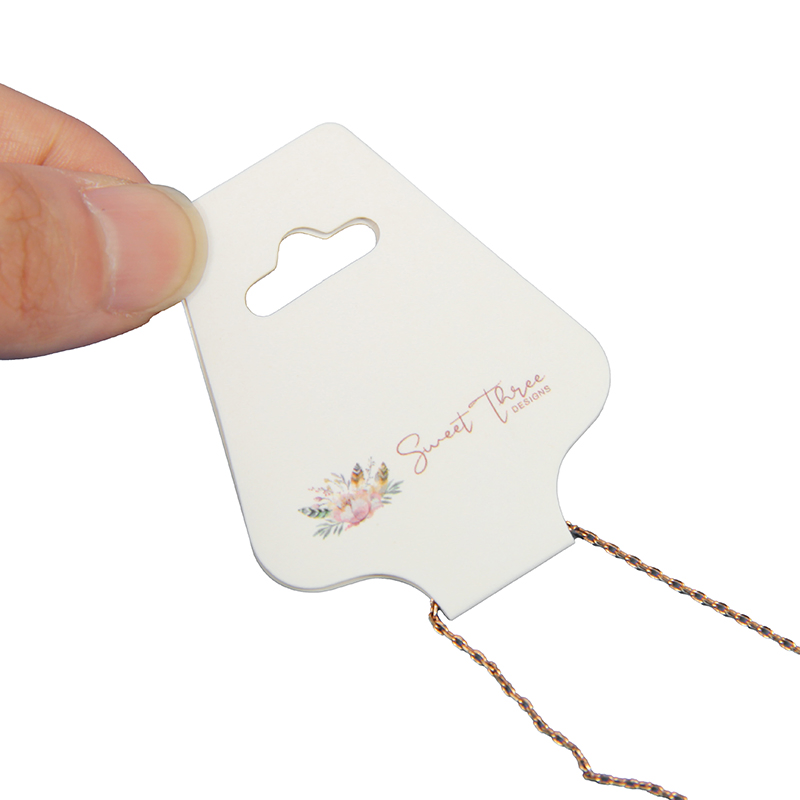 White Jewelry Display Cards Art Paper Necklace Card for Necklaces with Logo