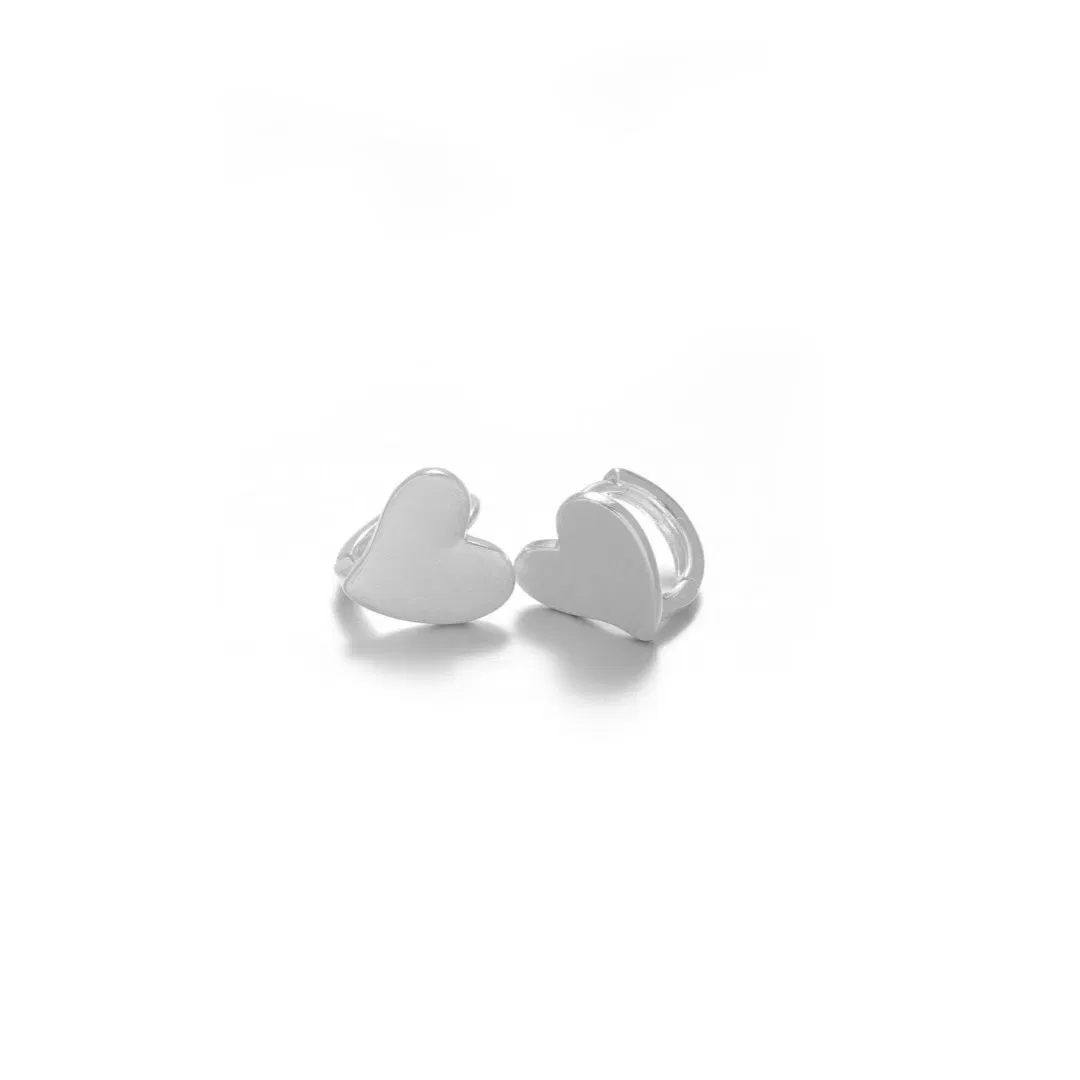 Luxury White Gold-Plated Heart Studs for Bridal Elegant with Polished Finish Jewelry