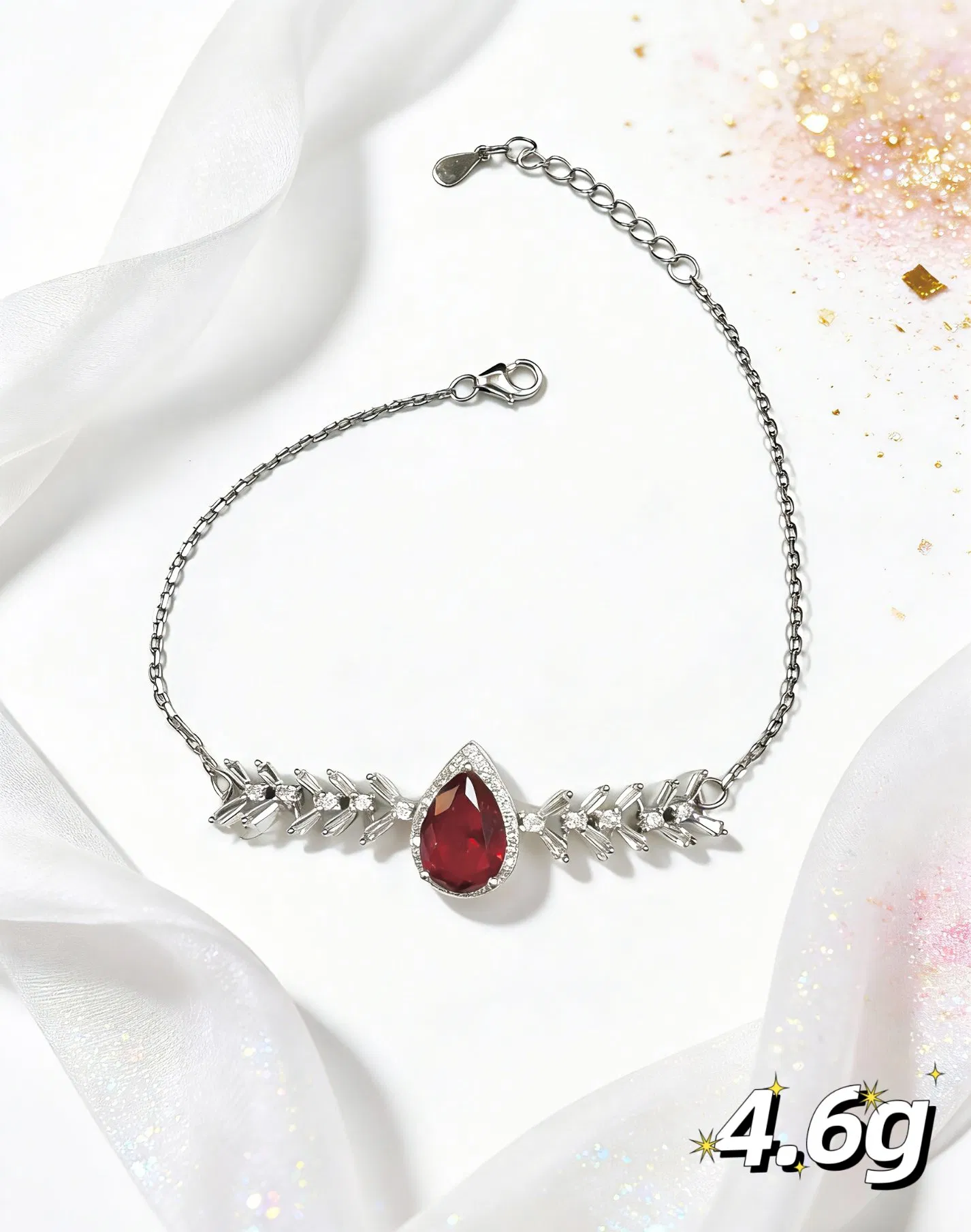 Advanced Red Zircon 925 Sterling Silver Set Jewelry for Bridal Wedding Luxury