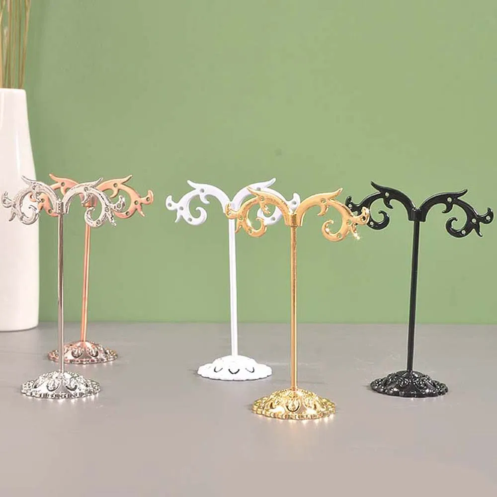Unique Design Art Necklaces/Earring/Rings Show Holder with Round Base&Hooks Made of Metal for Store Luxurious Jewelry Display/Storage Such as Earring/Keychain