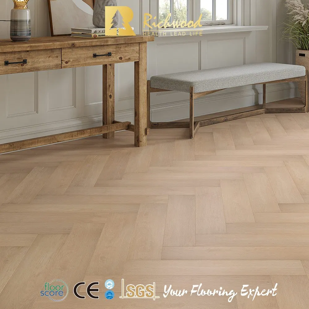 100% Waterproof Moisture-Proof Wood Plastic Herringbone Parquet Collection Luxury Rigid Core Vinyl Spc Plank Flooring for Bedroom
