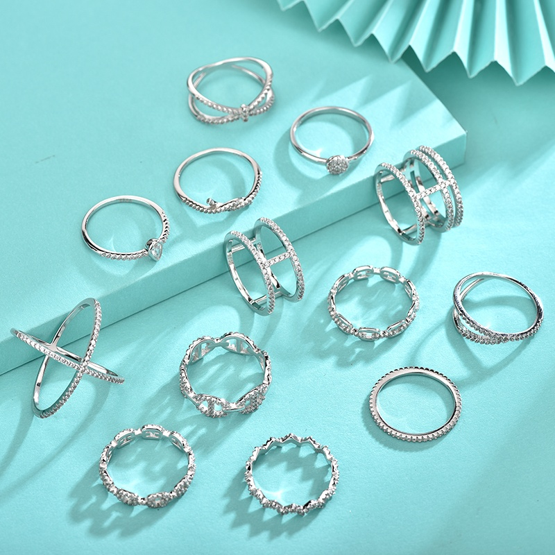 925 Sterling Silver Fashion Designer Band Zircon Rings Luxury Geometric Layer Engagement Crystal Diamond Rings