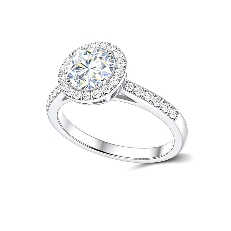 18K White Gold Ring Lab Created Diamond Jewelry Synthetic Diamond Engagement Ring