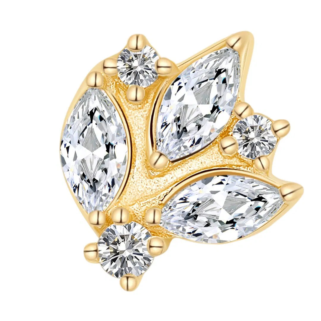 Eternal Metal 14K Solid Gold Threadless Top Steel Pin Piercing Jewelry