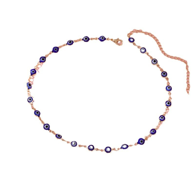 High-End Sense Light Luxury Choker Plain Chain Devil's Eye Necklace