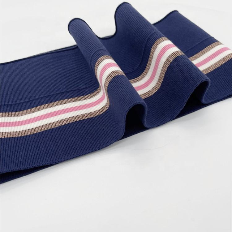 Cotton Gold Wire Stripe Rib Cuff Knit Hem