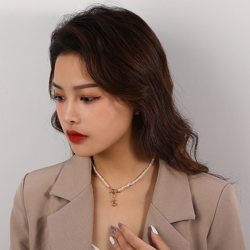 Best Selling 925 Sterling Silver Young Letter Pearl Charms Pendant Necklace