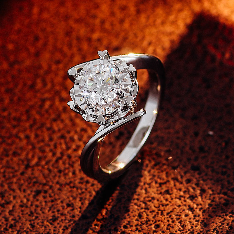 Provence Jewelry High Quality Classic Engagement Moissanite Rings 18K White Gold Round Brilliant Cut Moissanite Diamond Ring