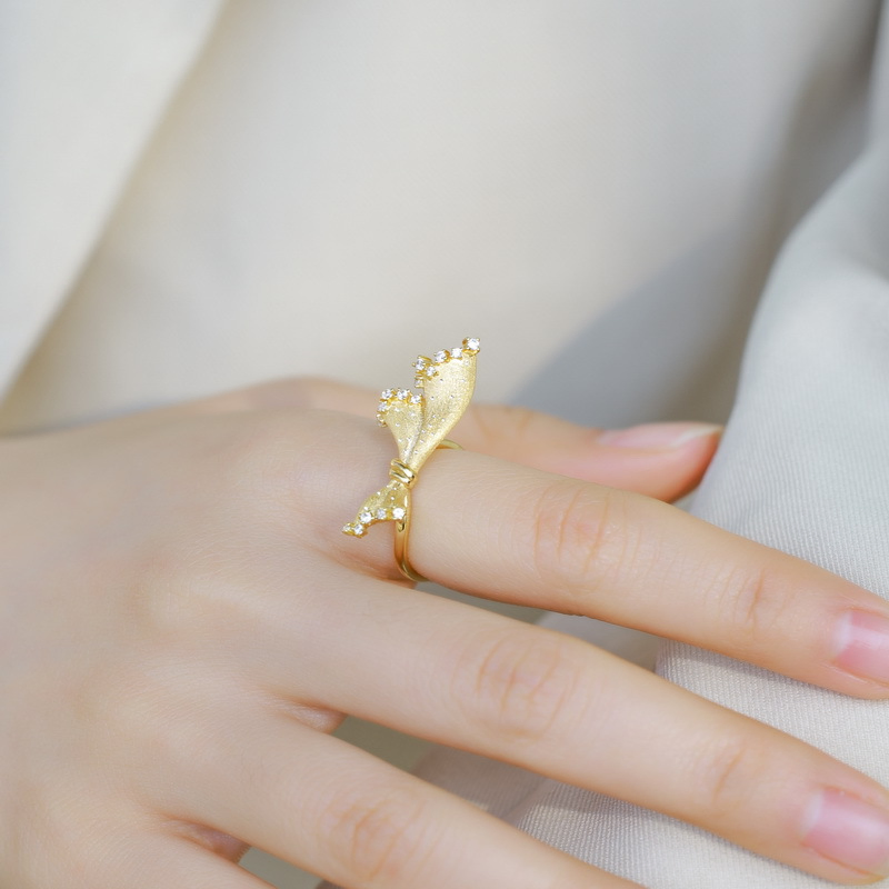 Gold Plated Sterling Silver Original Design Art Butterfly Open Ring Butterfly Necklace Women's Elegant Sets Jewelry