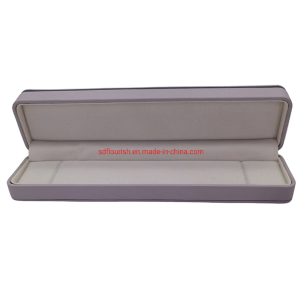 Elegant Purple Color Special Texture Art Paper Rigid Cardboard Necklace Packaging Box with Strong Spring