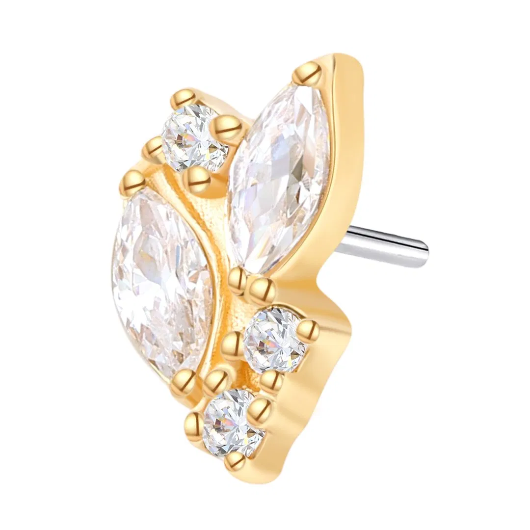 Eternal Metal 14K Solid Gold Threadless Top Steel Pin Piercing Jewelry