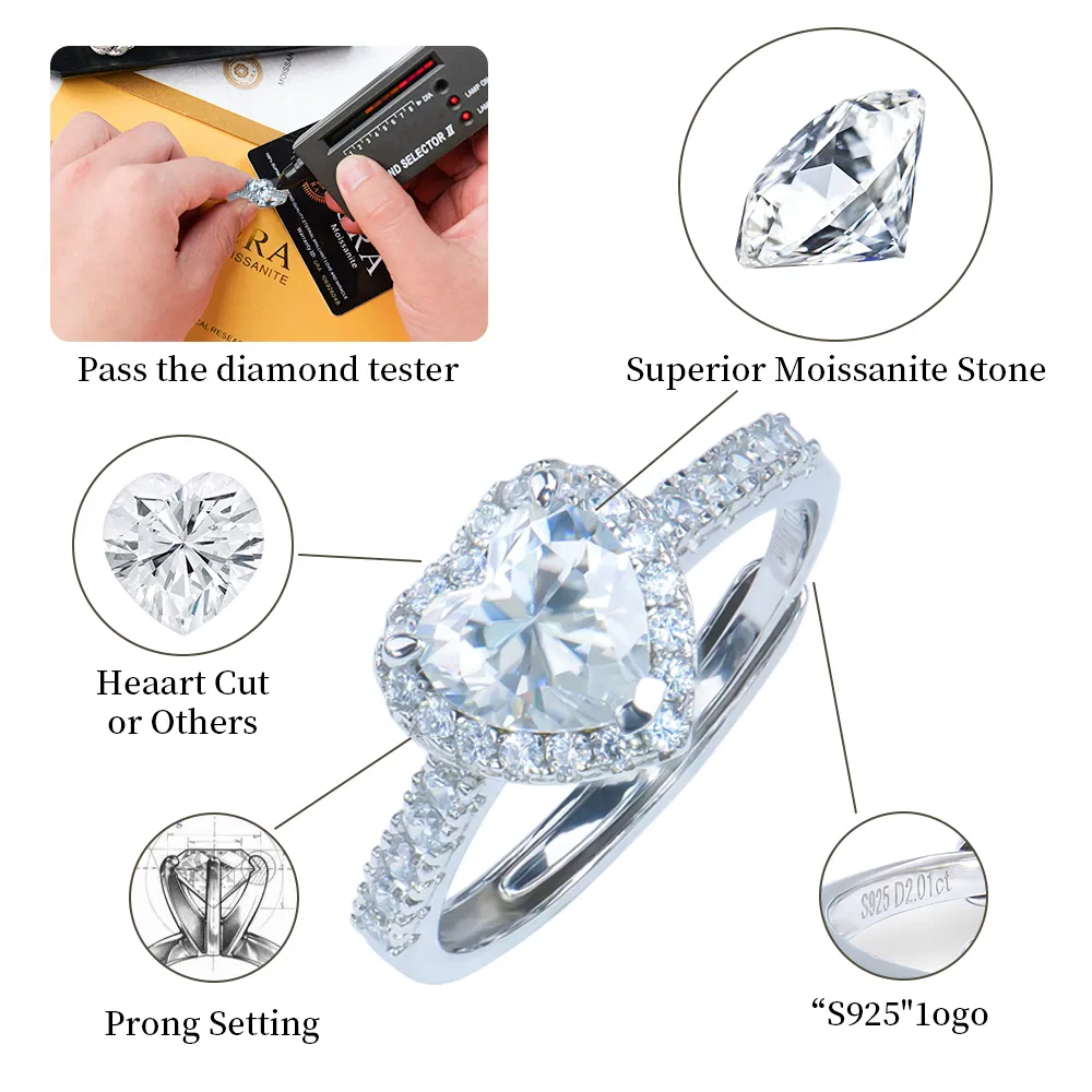 Factory Custom Wholesale 1CT 925 Sterling Silver Gra Teardrop Pear Shape Cut Fancy Blue Diamond Moissanite Women Engagement Ring