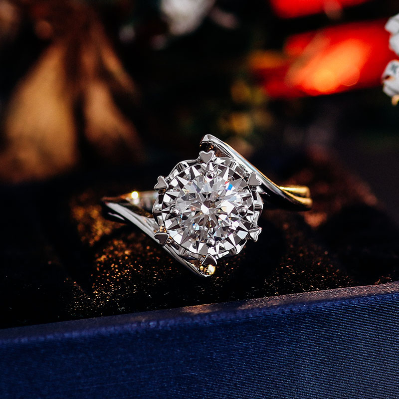 Provence Jewelry High Quality Classic Engagement Moissanite Rings 18K White Gold Round Brilliant Cut Moissanite Diamond Ring