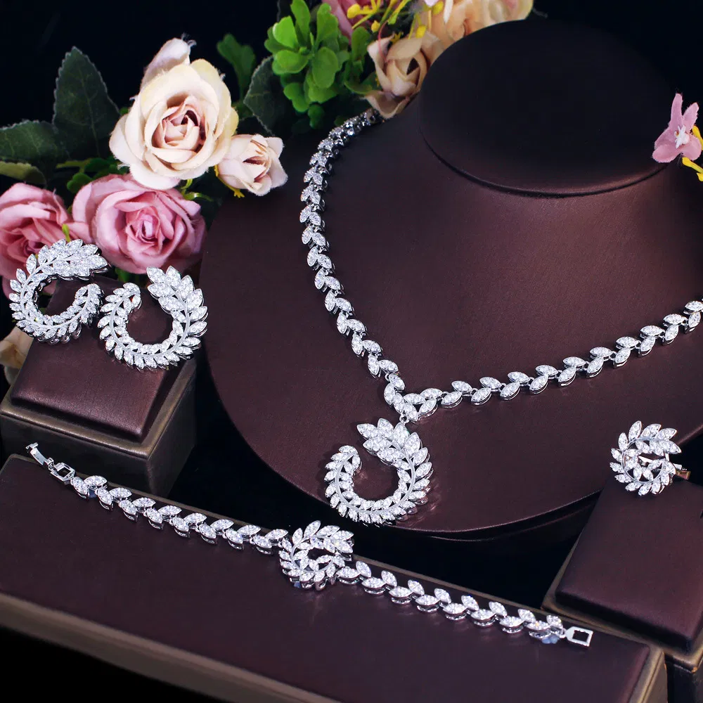 Dubai Fashion Bridal Set Luxury Jewelry Set White Gold Plated Gorgeous Jewelry Set for Women