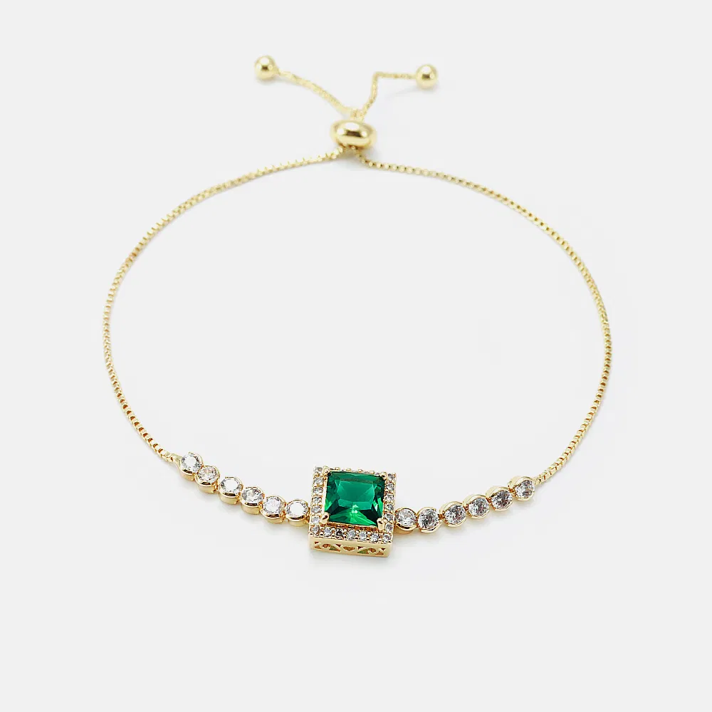 Stylish Square Stones Adjustable White CZ Tennis Bracelet for Women