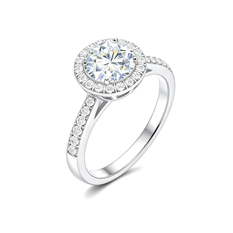 18K White Gold Ring Lab Created Diamond Jewelry Synthetic Diamond Engagement Ring