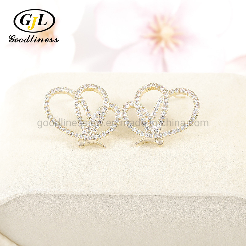 Dainty Gold Filled Cubic Zirconia Ear Cuff Butterfly Stud Earrings