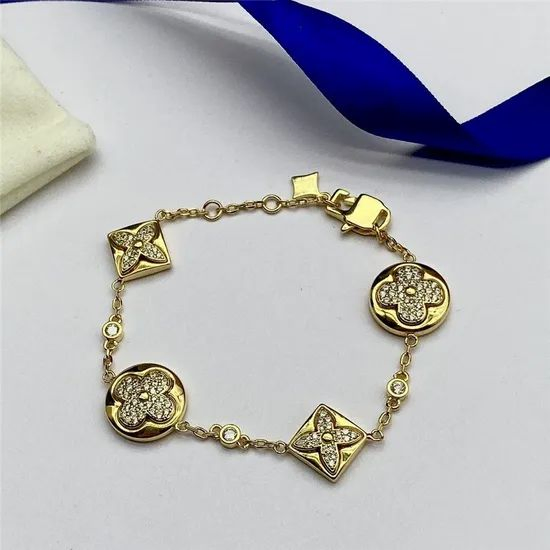 14K Solid Gold Plated Classic Design 4 Leaf Clover 925 Silver Jewelry Bracelet - Jewelry and Luxury Price
