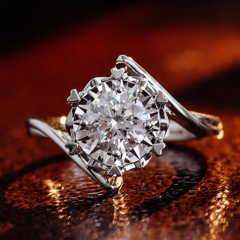 Provence Jewelry High Quality Classic Engagement Moissanite Rings 18K White Gold Round Brilliant Cut Moissanite Diamond Ring