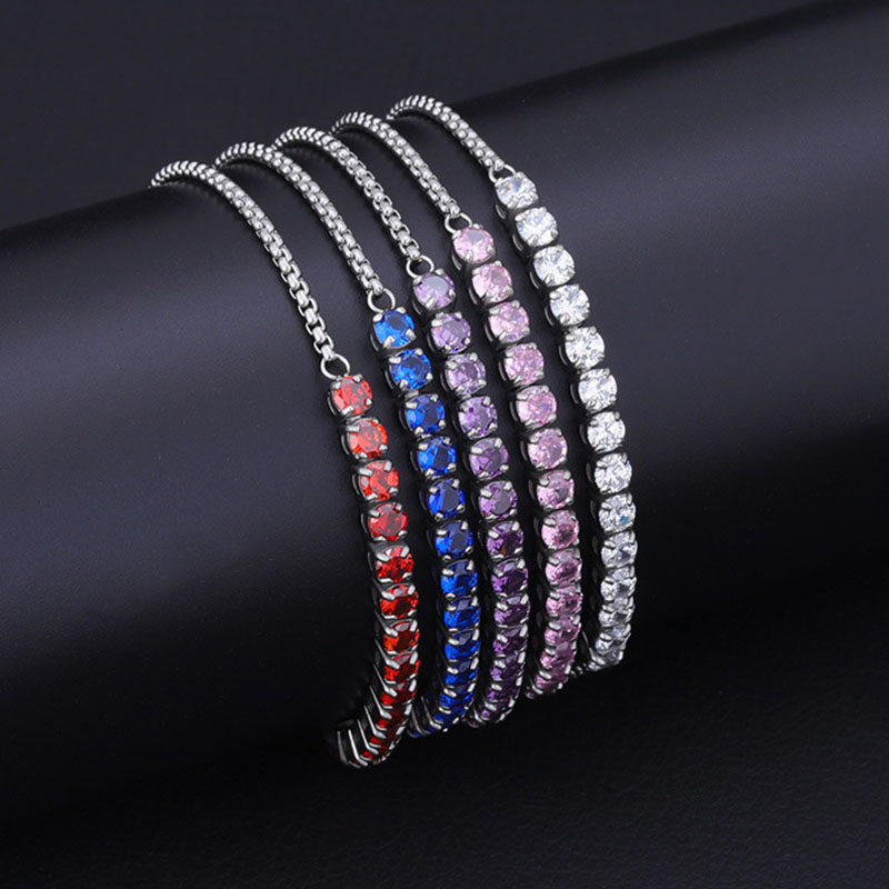 Titanium Steel Tennis Chain 4mm Tennis Chain Fashion with Zircon Bracelet