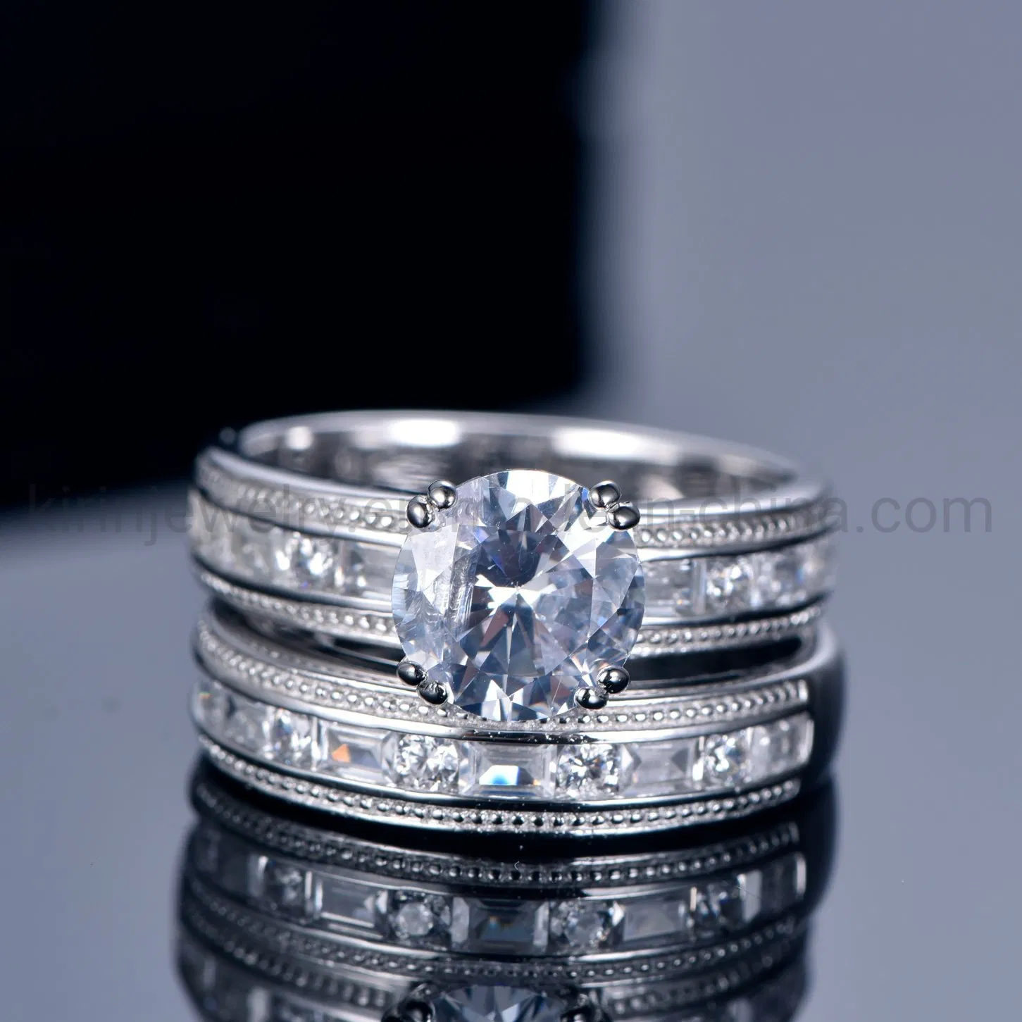 Anillo De Bodas Engagement Diamond Ring White Gold Band Gold Wedding Rings Diamond Band Couple Ring for Women 14K White Gold Wedding Band