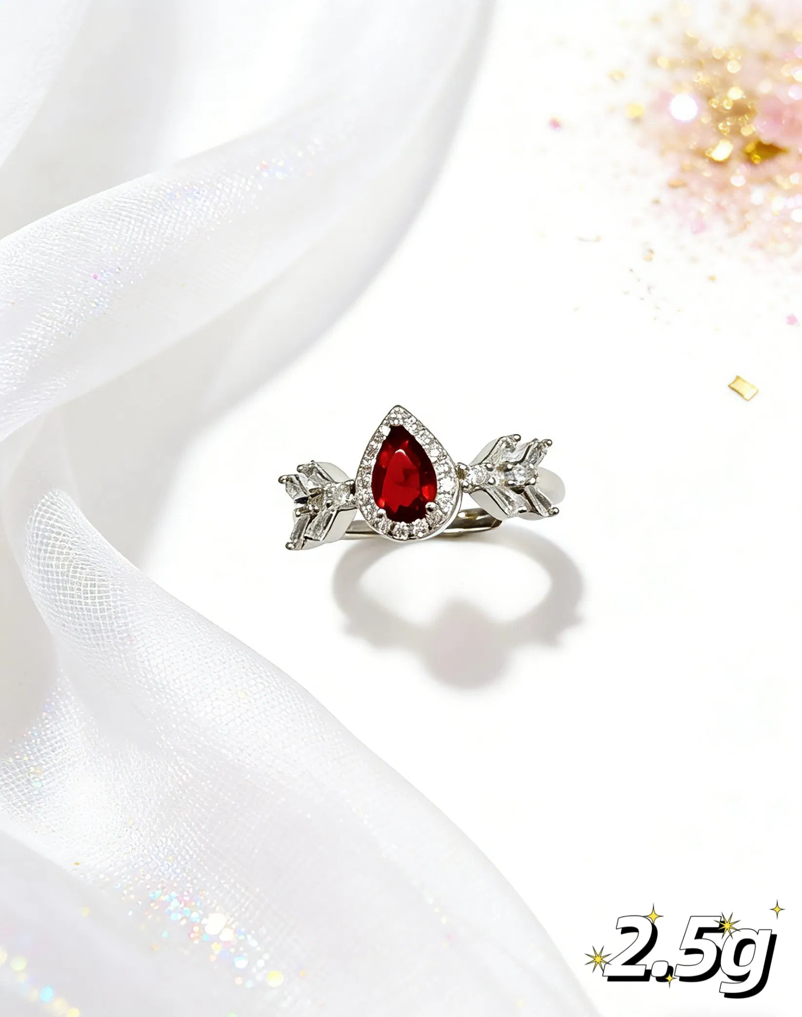 Advanced Red Zircon 925 Sterling Silver Set Jewelry for Bridal Wedding Luxury