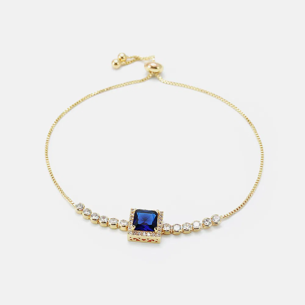 Stylish Square Stones Adjustable White CZ Tennis Bracelet for Women