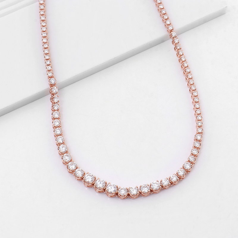 Luxury Shining Fine Custom Solid Gold Jewelry Vvs Diamond Tennis Chain Choker Real Gold Necklaces for Hip Hop Men