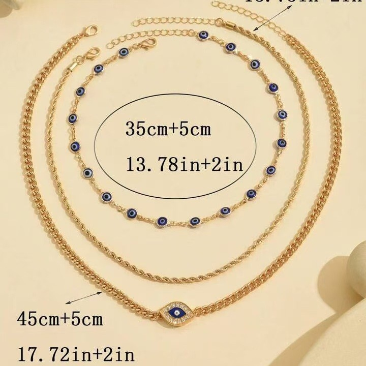 High-End Sense Light Luxury Choker Plain Chain Devil's Eye Necklace