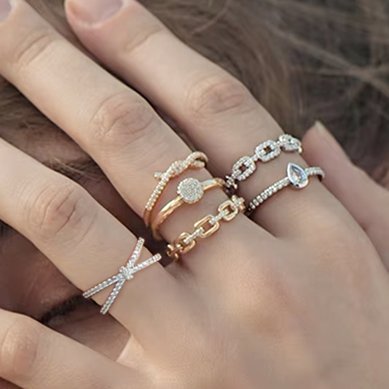 925 Sterling Silver Fashion Designer Band Zircon Rings Luxury Geometric Layer Engagement Crystal Diamond Rings