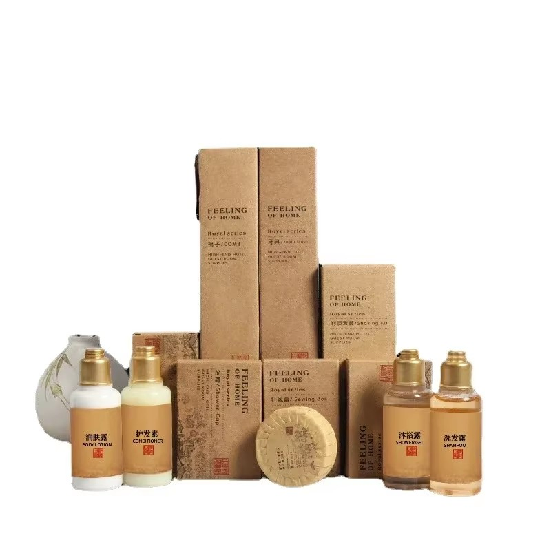 Luxury Customized Disposable Hotel Amenities Set Plastic Body Lotion Conditioner and Dental Kit-for Airline Collection Eco Friendly