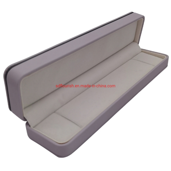 Elegant Purple Color Special Texture Art Paper Rigid Cardboard Necklace Packaging Box with Strong Spring