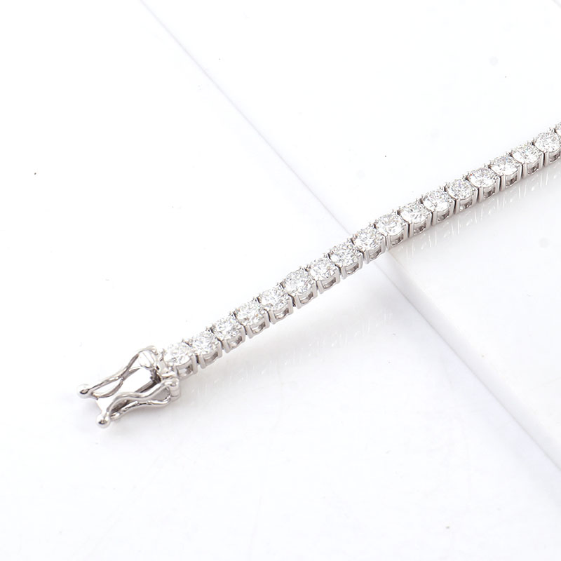 14K White Gold 3.2mm Round Brilliant Cut Lab Grown Diamond Def-Vs Tennis Women Bracelet Real Diamond Bracelet for Girls