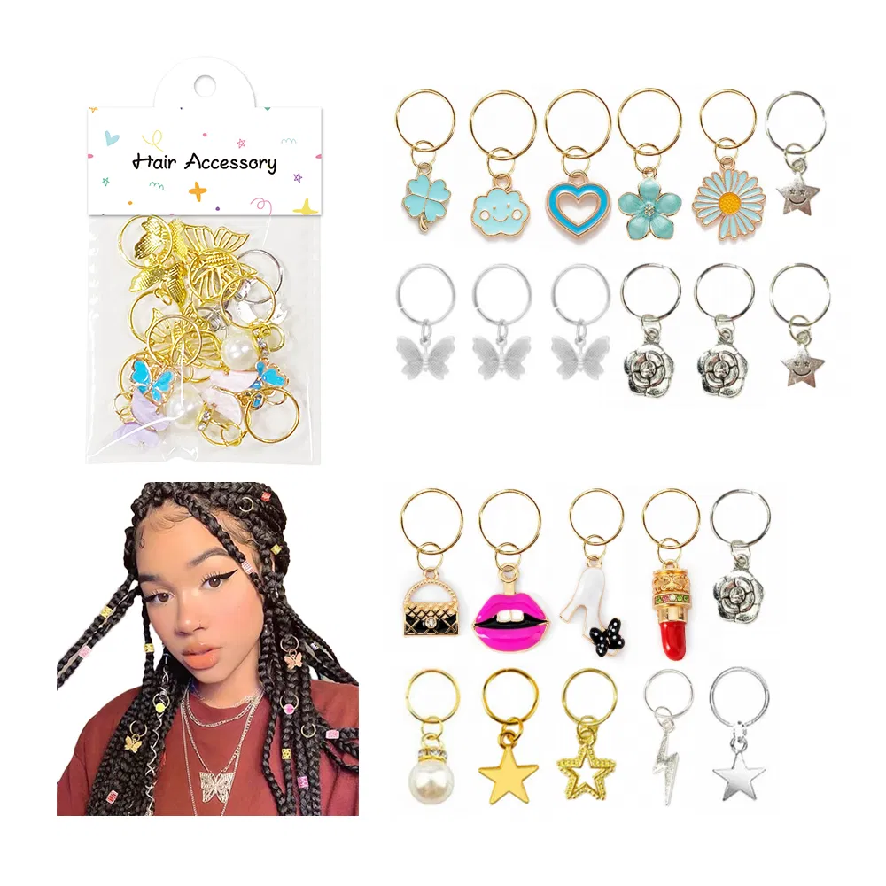 Metal Gold Charms Hair Braid Ring Dreadlock Accessories Jewelry Beads Hair Cuffs