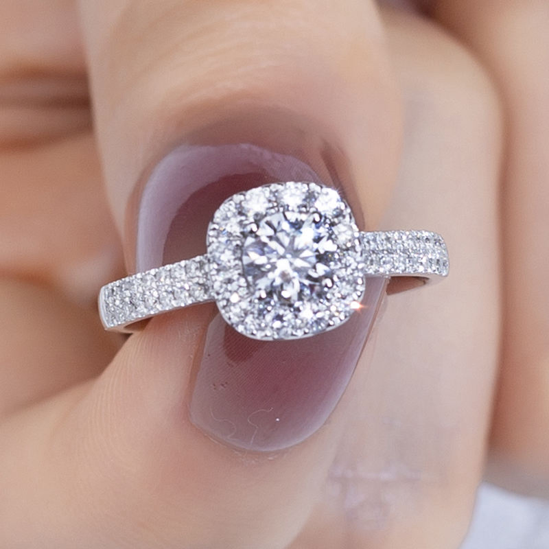 Messi Jewelry 14K Gold Wedding Engagement Lab Diamond Ring for Women