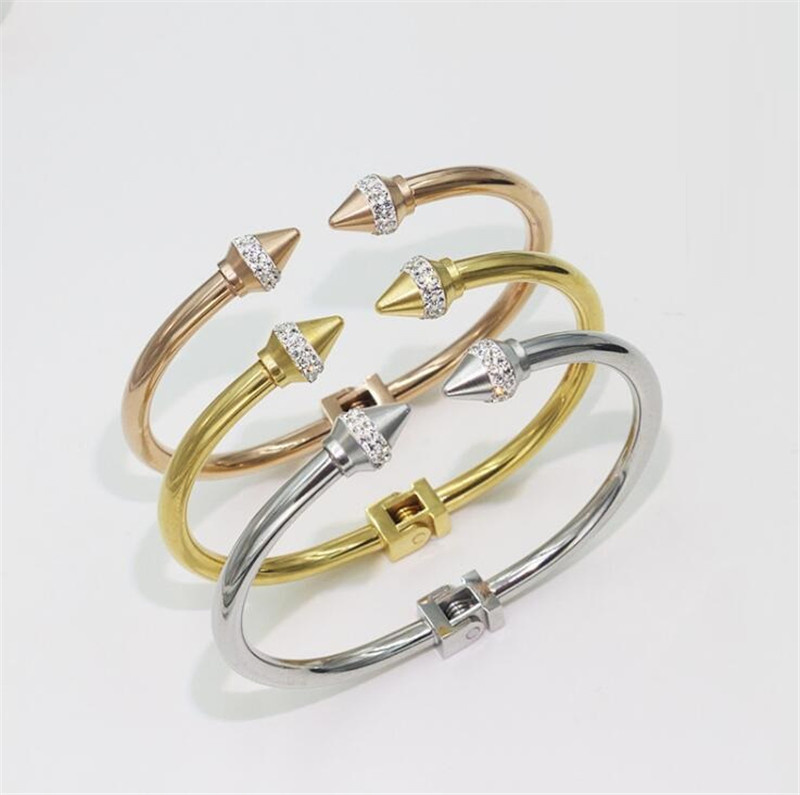 Stainless Steel Latest Design Gold Jewelry Bangles Designs Adjustable Bangle Nail Cuff Bangle