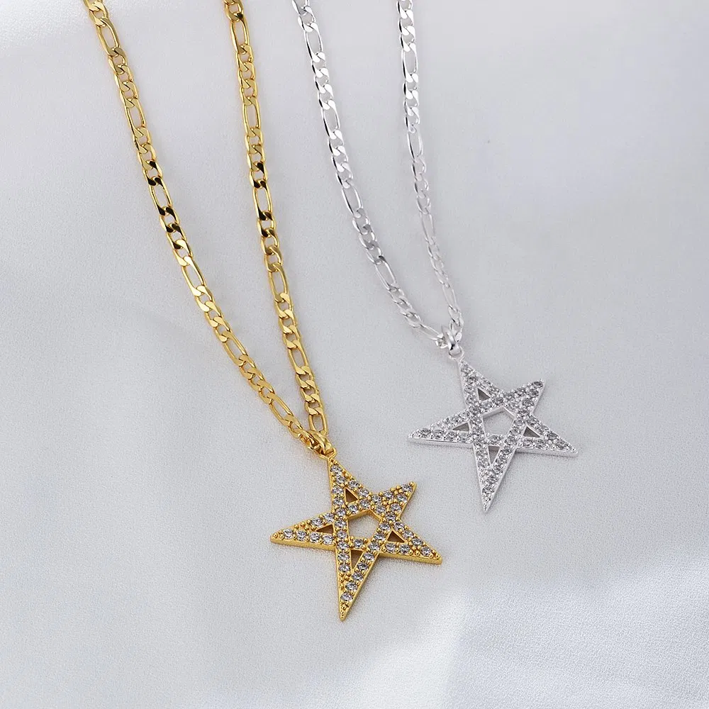 Custom Fashion Jewelry Psj Brass 18K Gold Plated Zircon Astrology Star Choker Necklace for Women