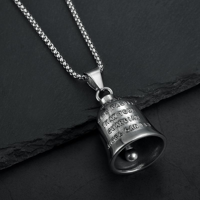 Wholesale Stainless Steel Good Luck Motorcycle Riding Guardian Angel Bell Necklace