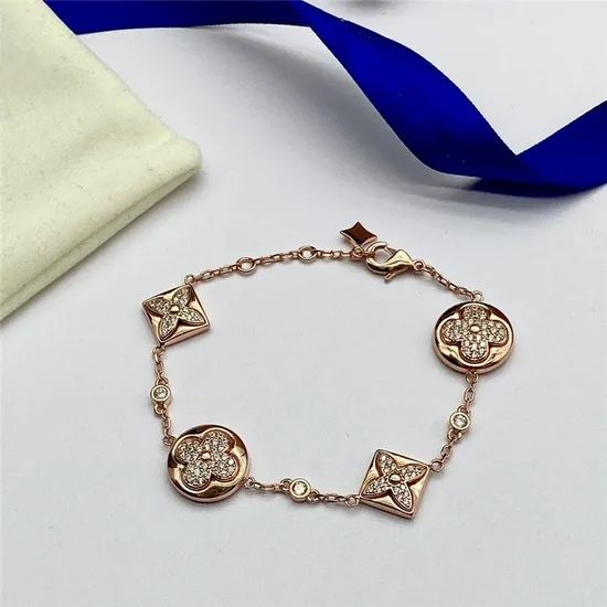 14K Solid Gold Plated Classic Design 4 Leaf Clover 925 Silver Jewelry Bracelet - Jewelry and Luxury Price