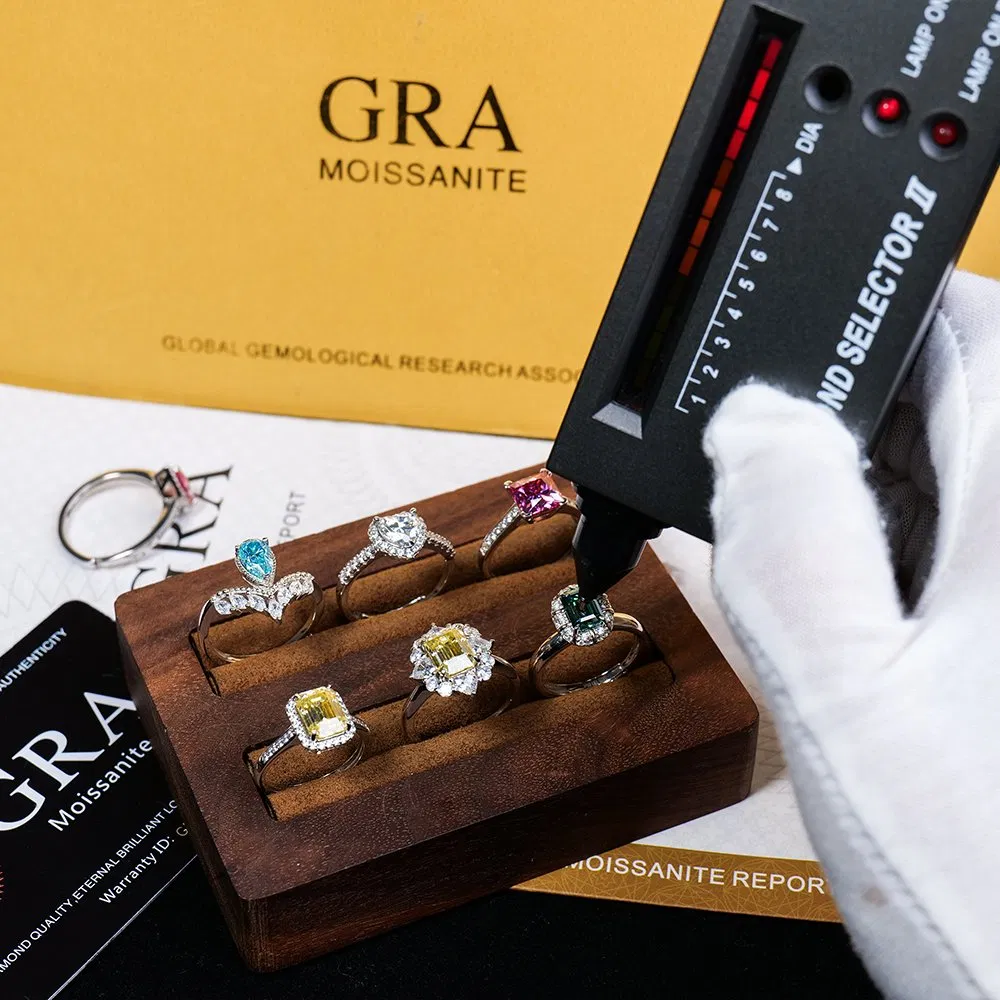 Factory Custom Wholesale 1CT 925 Sterling Silver Gra Teardrop Pear Shape Cut Fancy Blue Diamond Moissanite Women Engagement Ring